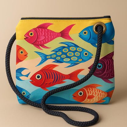 Recycled Sail Fish  Art Tote, Crossbody and Wristlet