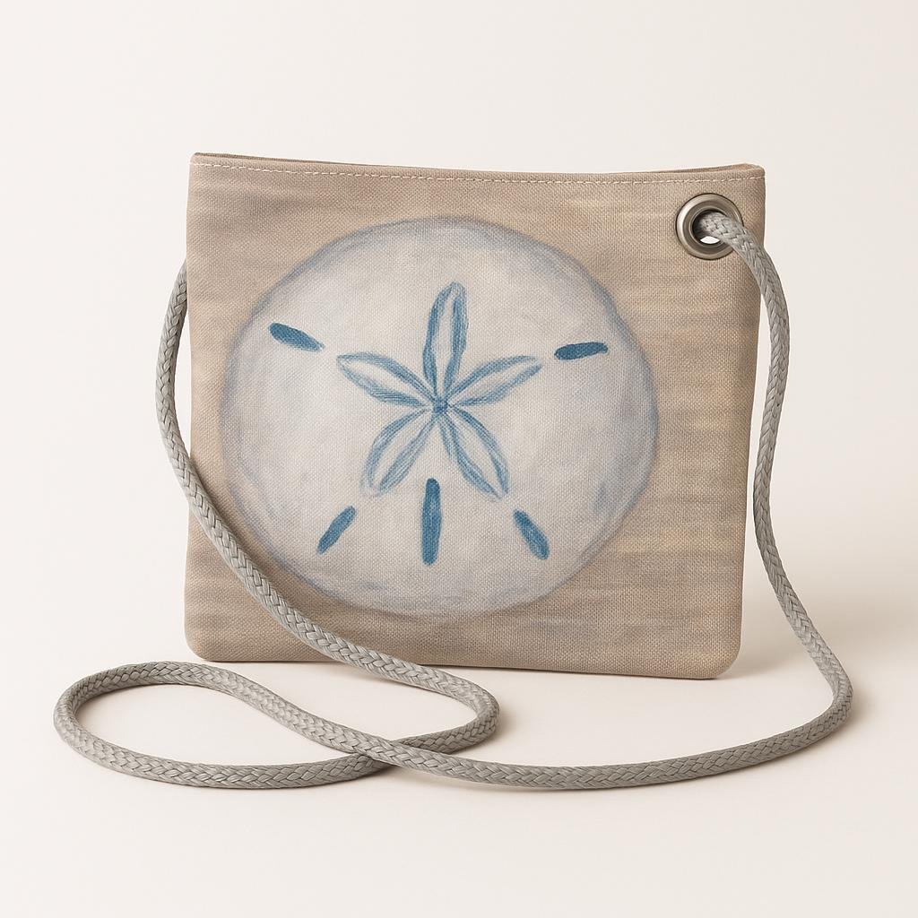 Recycled Sail Sand Dollar Tote Bag: Original Art Crossbody