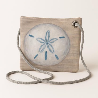 Recycled Sail Sand Dollar Tote Bag: Original Art Crossbody