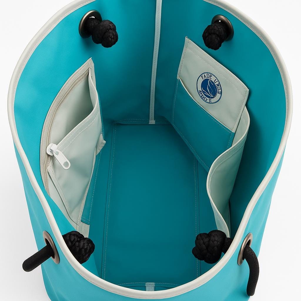 Recycled Sail Tote Bag: Sea Turtle Art, Waterproof Lining