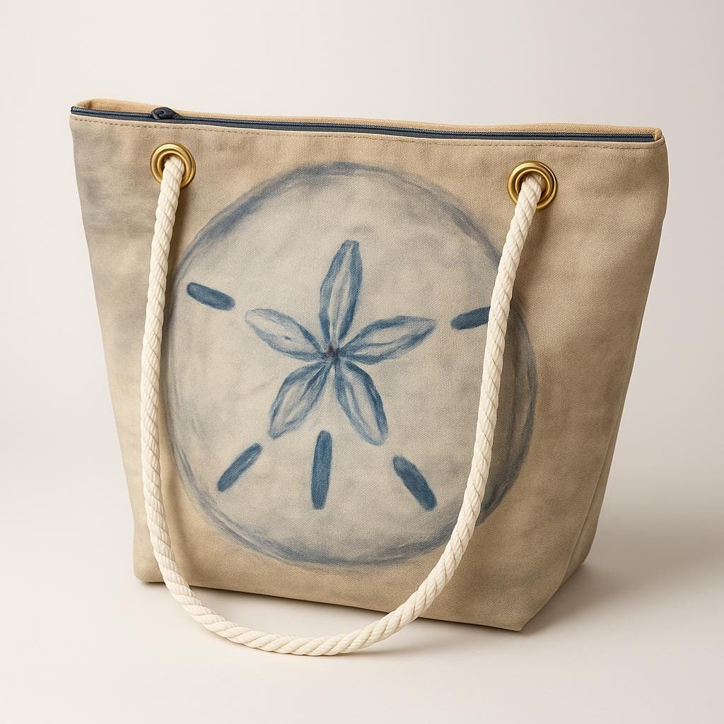 Recycled Sail Sand Dollar Tote Bag: Original Art Crossbody