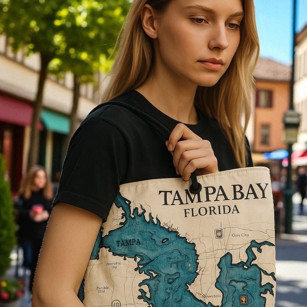 Tampa Bay Chart Recycled Sail Bags