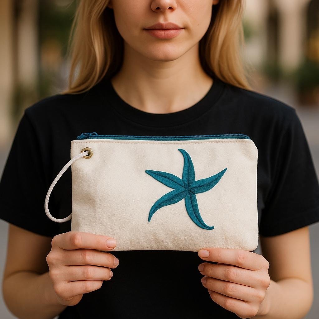 Starfish Art Tote Bag: Recycled Sailcloth, Waterproof