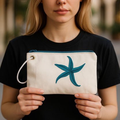 Starfish Art Tote Bag: Recycled Sailcloth, Waterproof