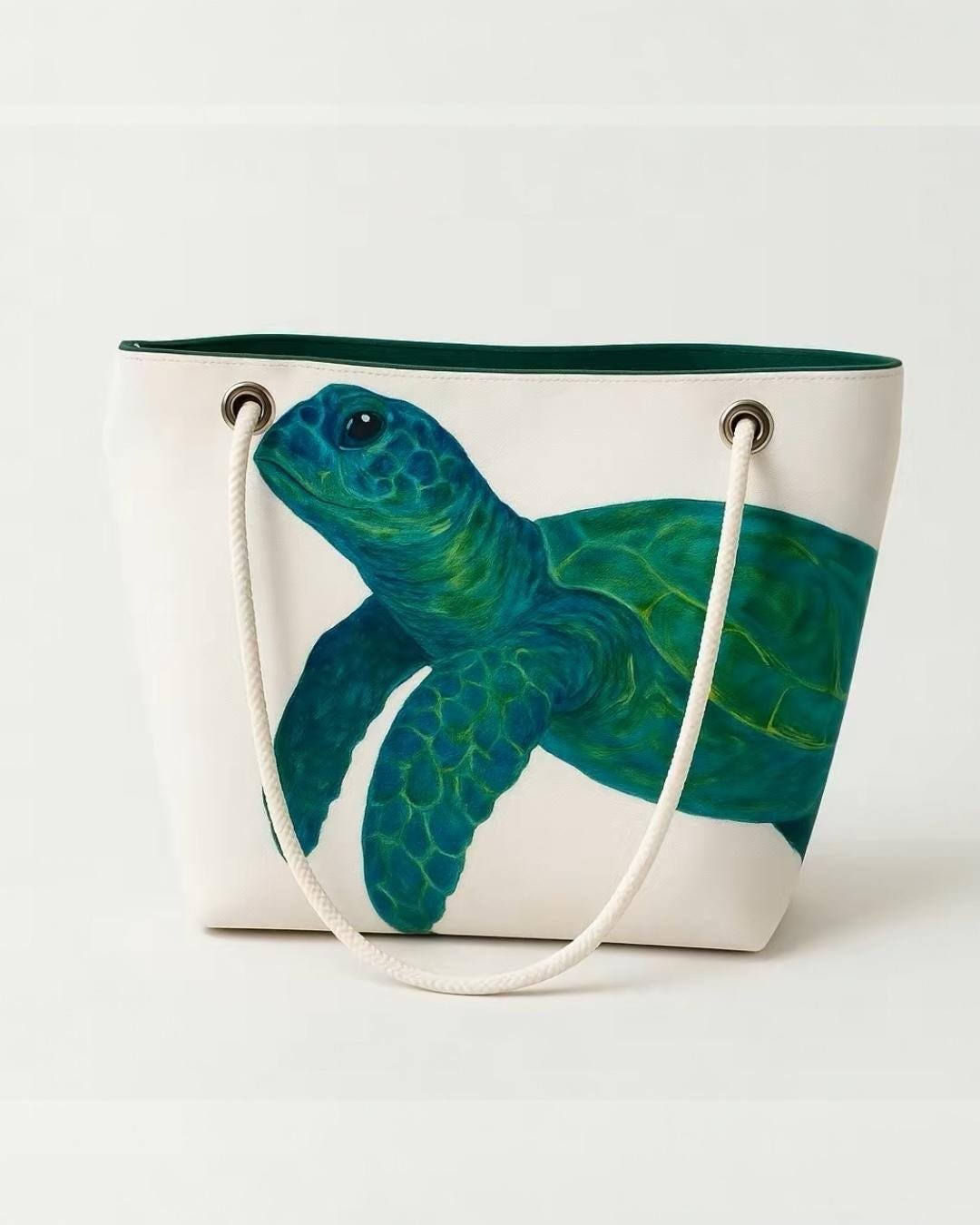 Recycled Sail Tote Bag: Sea Turtle Art, Waterproof Lining