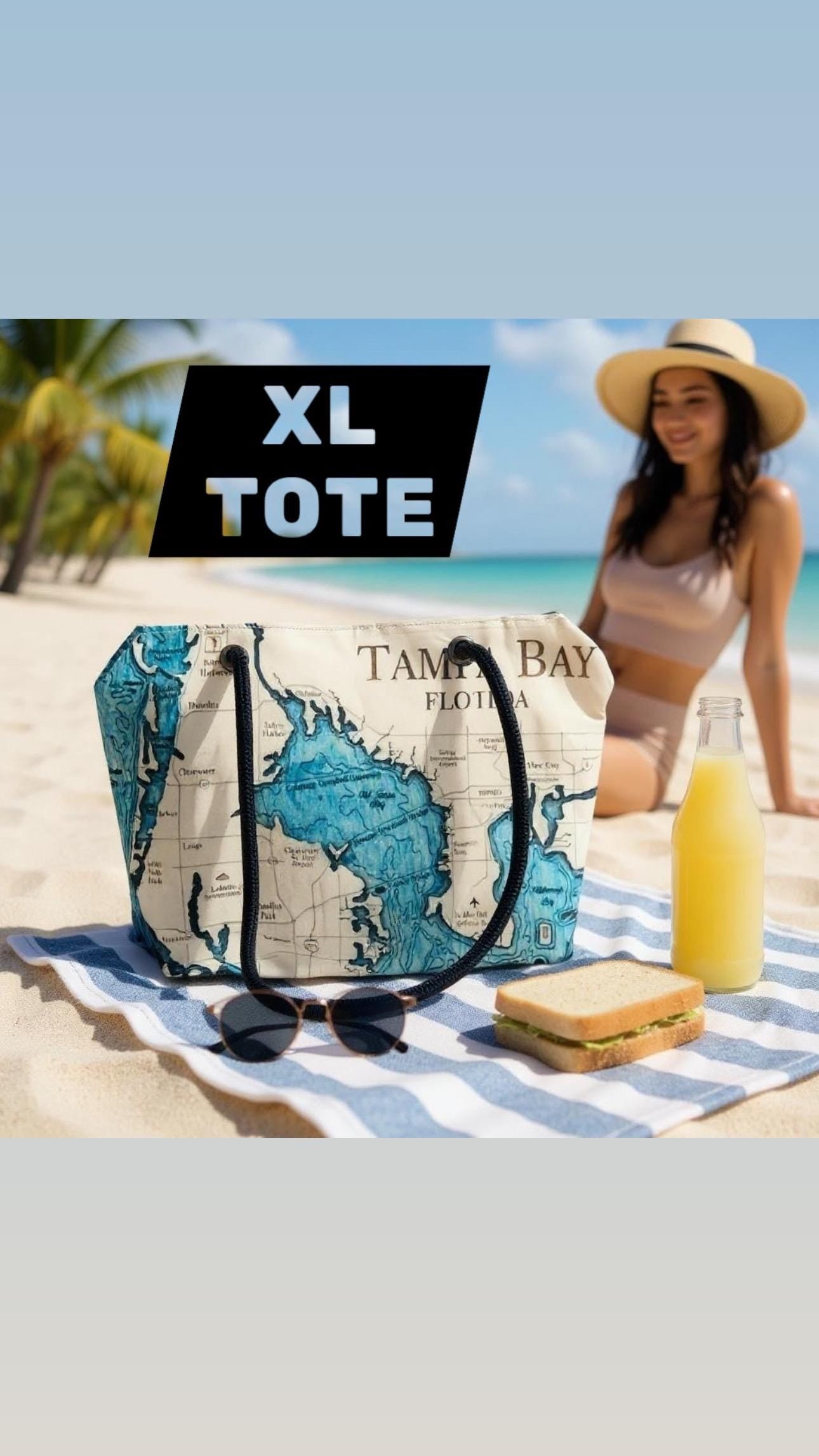 Tampa Bay Chart Recycled Sail Bags